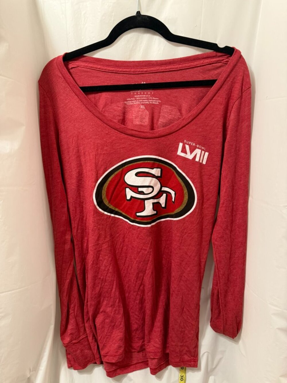 Majestic Threads SF 49ers Brock Purdy 13 Super Bowl LVII Red LS Shirt Womens XL